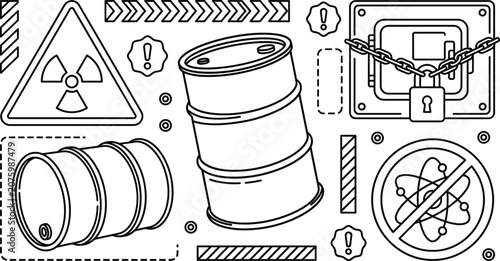Fotografie Nuclear radiation waste barrels and hazardous substance storage safety vector ic