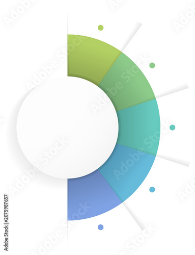 Semicircular infographic template with five options