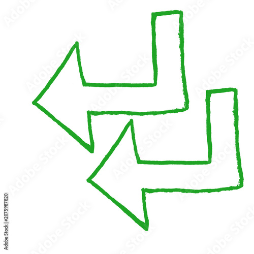 : Two Green HandDrawn Circular Arrows on White Background