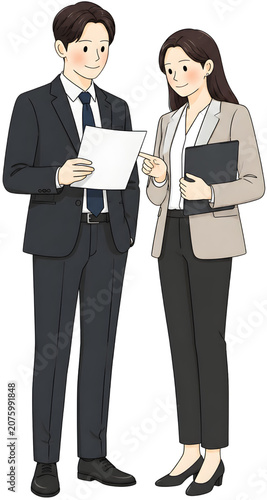 Business Colleagues Reviewing Document Cutout PNG