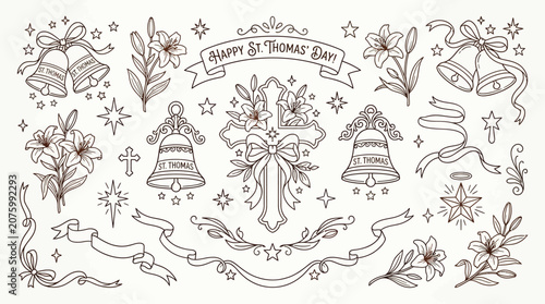 Fotografía Collection of hand-drawn decorative elements for St