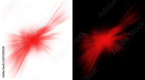 Obraz na plátne Red light burst effect on black and white backgrounds, abstract glowing lens fla