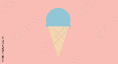 Blue ice cream scoop on waffle cone.