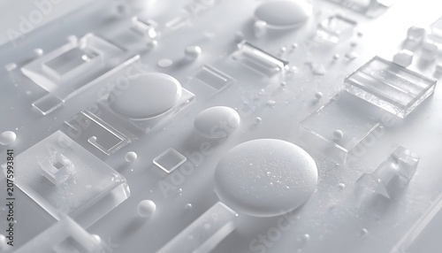Close-up of Frosted Acrylic Surface with Embossed Geometric Shapes and Soft Light Reflection