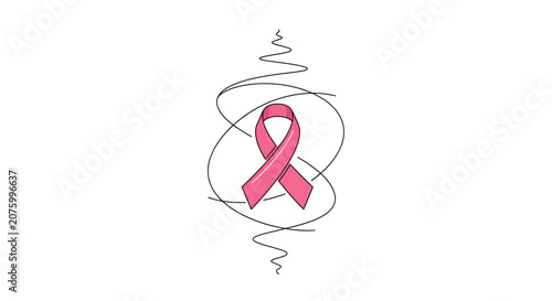 Pink Ribbon, Breast Cancer Awareness Symbol, Abstract Swirls, Hope Concept
