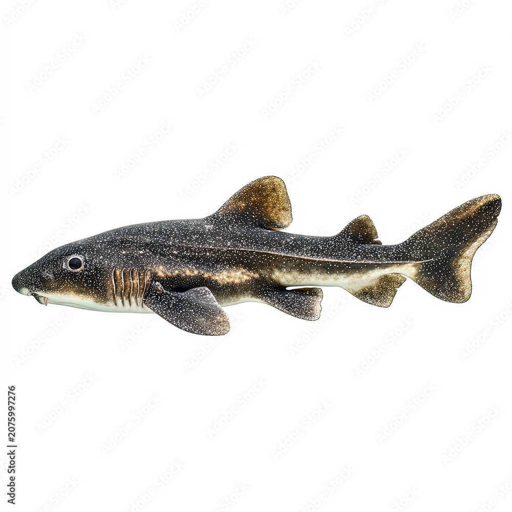 Fototapeta premium Velvet Belly Lanternshark Isolated on White Background