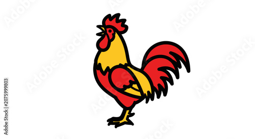 Vibrant Cartoon Rooster Illustration Closeup.