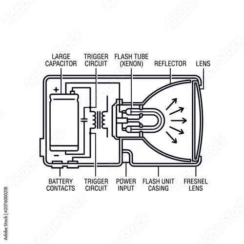 External Camera Flash Cross Section Technical Diagram
