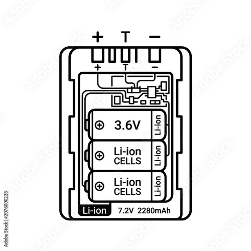Lithium-Ion Camera Battery Pack Technical Diagram
