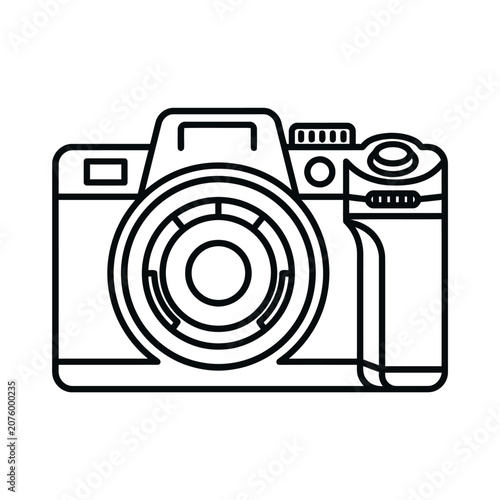 DSLR Camera Outline Vector Line Icon
