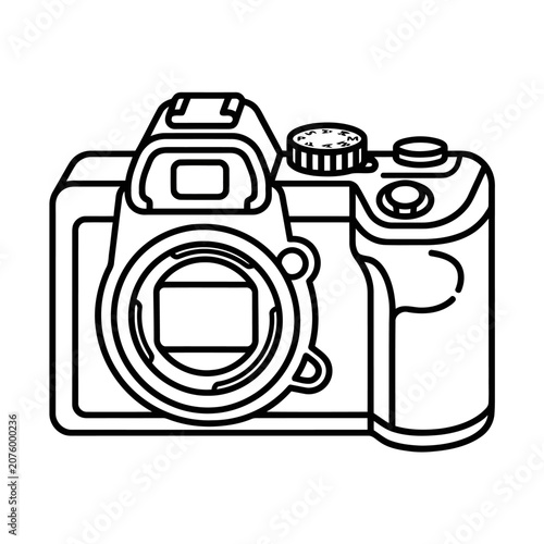 Professional Mirrorless Camera Body Line Illustration
