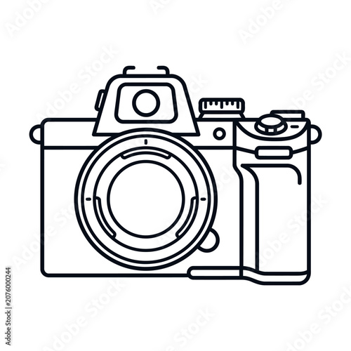 Mirrorless Camera Front View Outline Icon
