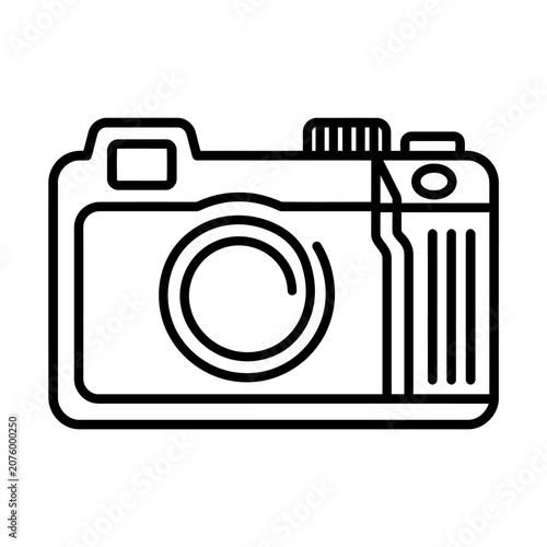 Compact Digital Camera Outline Vector Icon
