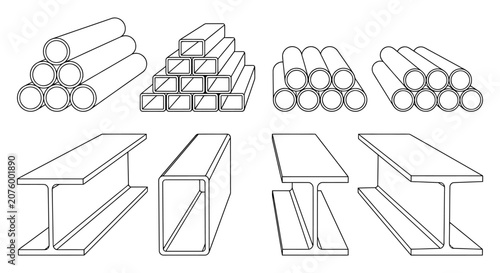 Collection of mechanical and structural engineering diagrams and schematics