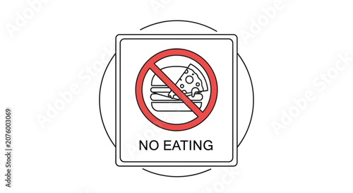 No Eating Sign, Forbidden Food Icon, Restaurant Ban Symbol