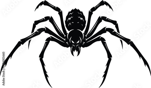 Foto Black spider with sharp legs and fangs