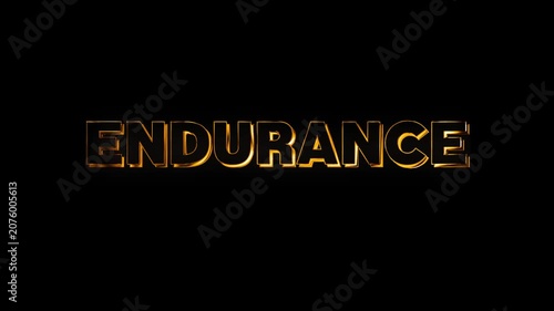 A 3d Endurance text design with golden shine and beam light animation