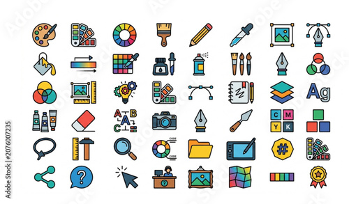 Multicolor Paint Palette Vector Icon Pack with Pantone and Creative Design Symbols