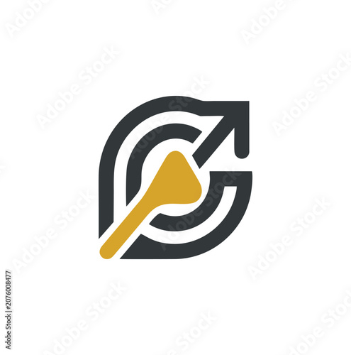 Modern and professional initial letter G logo with growth arrow.