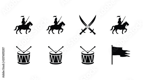 Tableau sur toile Minimalist icon set for battle