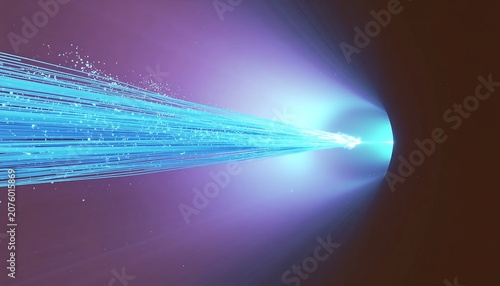 Vibrant Blue Laser Beam in Dark Background.