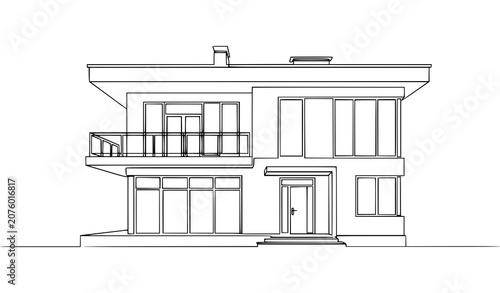 Luxury House Building One Line Drawing Vector Illustration for Real Estate Branding