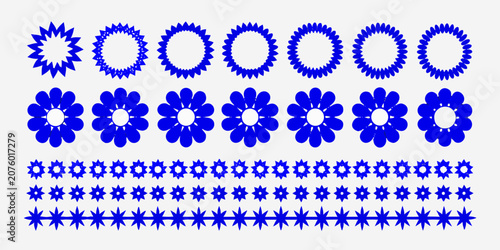Blue floral ornament collection vector illustration on a light gray background