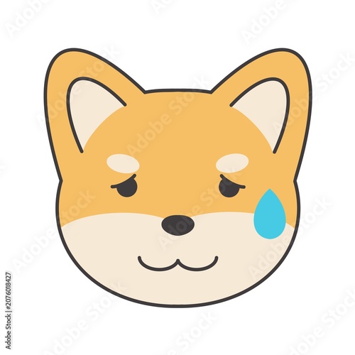 冷や汗をかく柴犬のイラスト素材