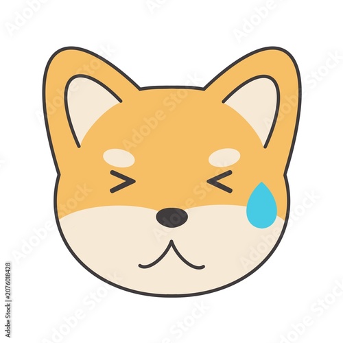 汗をかく柴犬のイラスト素材