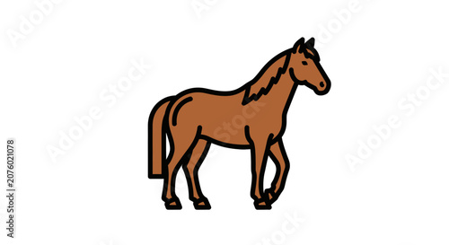 Brown Horse Standing Profile View.