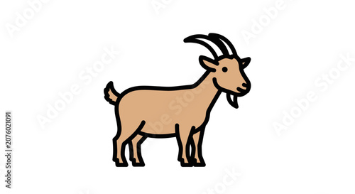 Brown Goat Standing Sideways Profile View.