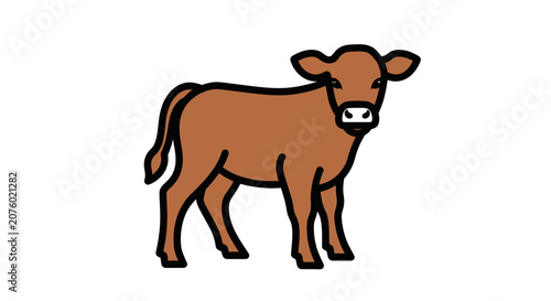 Brown Cow Standing Alone Looking Forward.