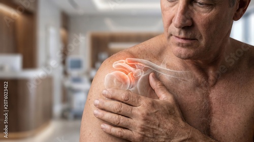 Acromioclavicular (AC) Joint Arthritis with Painful Shoulder Joint Anatomy Overlay