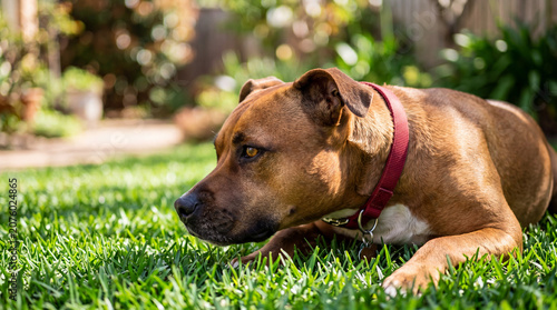 Portrait of a Brown Pet Dog Outdoors on a Sunny Day