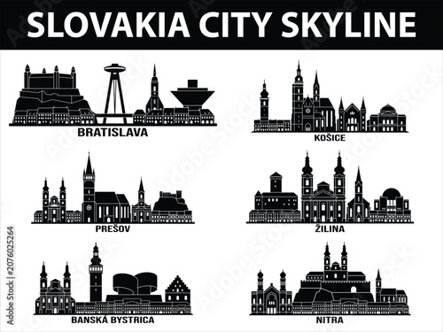 Cuadro en lienzo Slovak city skylines with Bratislava Kosice Presov Zilina Nitra Banska Bystrica