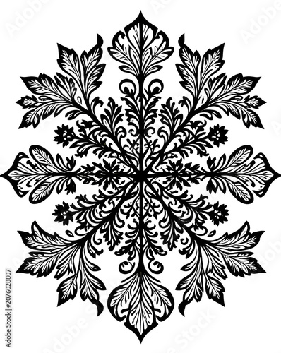 Ornate Black and White Floral Ornament