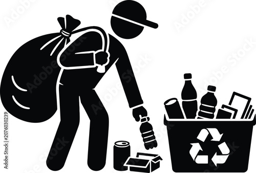 Recycling Waste Collection Illustration, Environmental Sustainability Concept