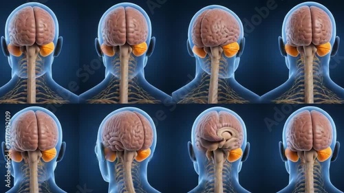 Pituitary Gland Anatomy and Brain Endocrine System Visualization. 4K Video