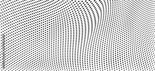 Dynamic halftone wave texture on clean white canvas