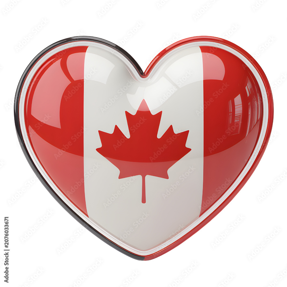 Obraz premium Canadian flag heart symbol with maple leaf