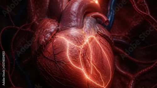 Human Heart Anatomy and Cardiac Muscle Visualization. 4K Video