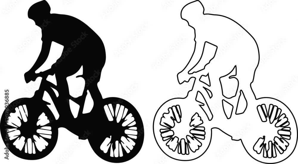 Obraz premium BMX rider performing acrobatic trick against white background in vector illustration style