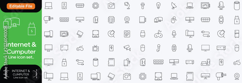 Photos Set of Network and Internet outline icons