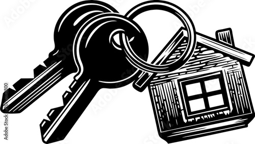 House key illustration representing home ownership, real estate, property investment, security, and residential access in bold vector style.