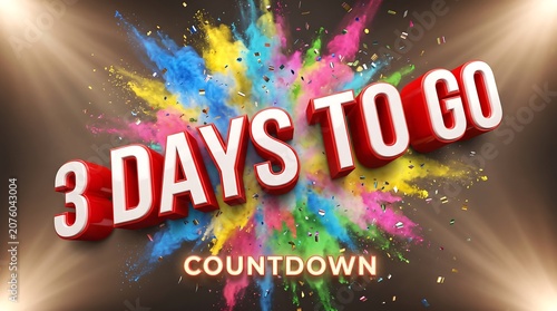 Colorful “3 days to go” countdown festive illustration