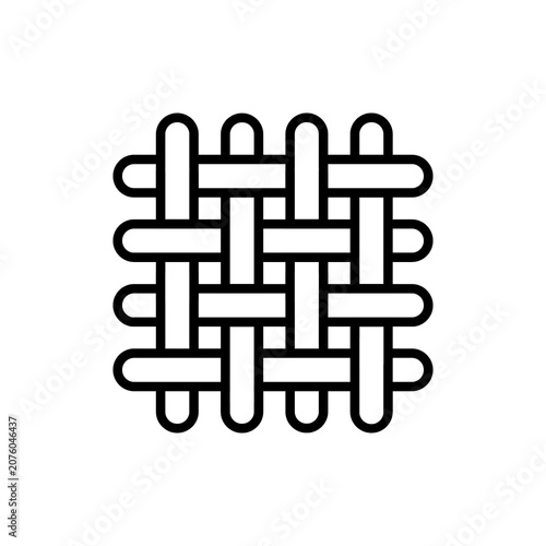 An outline icon depicting a square grid or basket weave pattern, typically used to illustrate textile structures or interlaced surfaces.