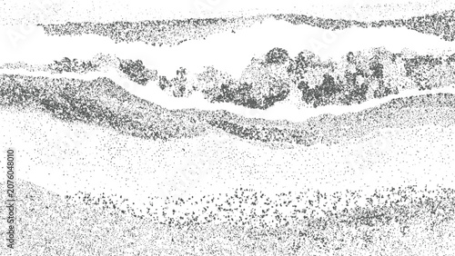 Bilde på lerret black and white stippled landscape drawing with dotted shading creating hills mo