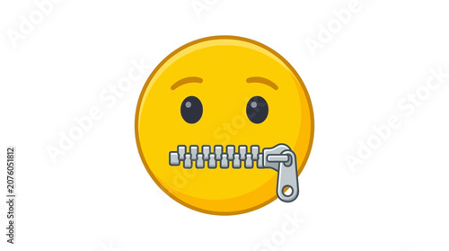 Fotografie World Emoji Day, Emoji, Emoji silhouette, Yellow zipper mouth emoji, zipped lips