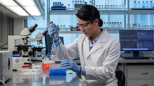  Scientist Conducting Research with Pipette in Laboratory