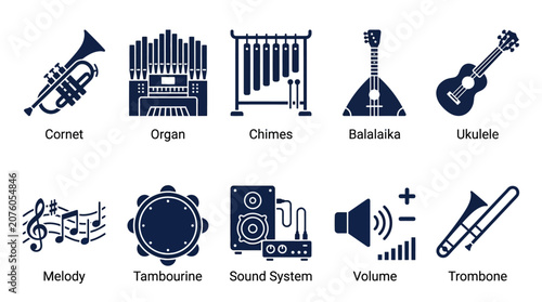 Tableau sur toile Music Instruments Icons Set.